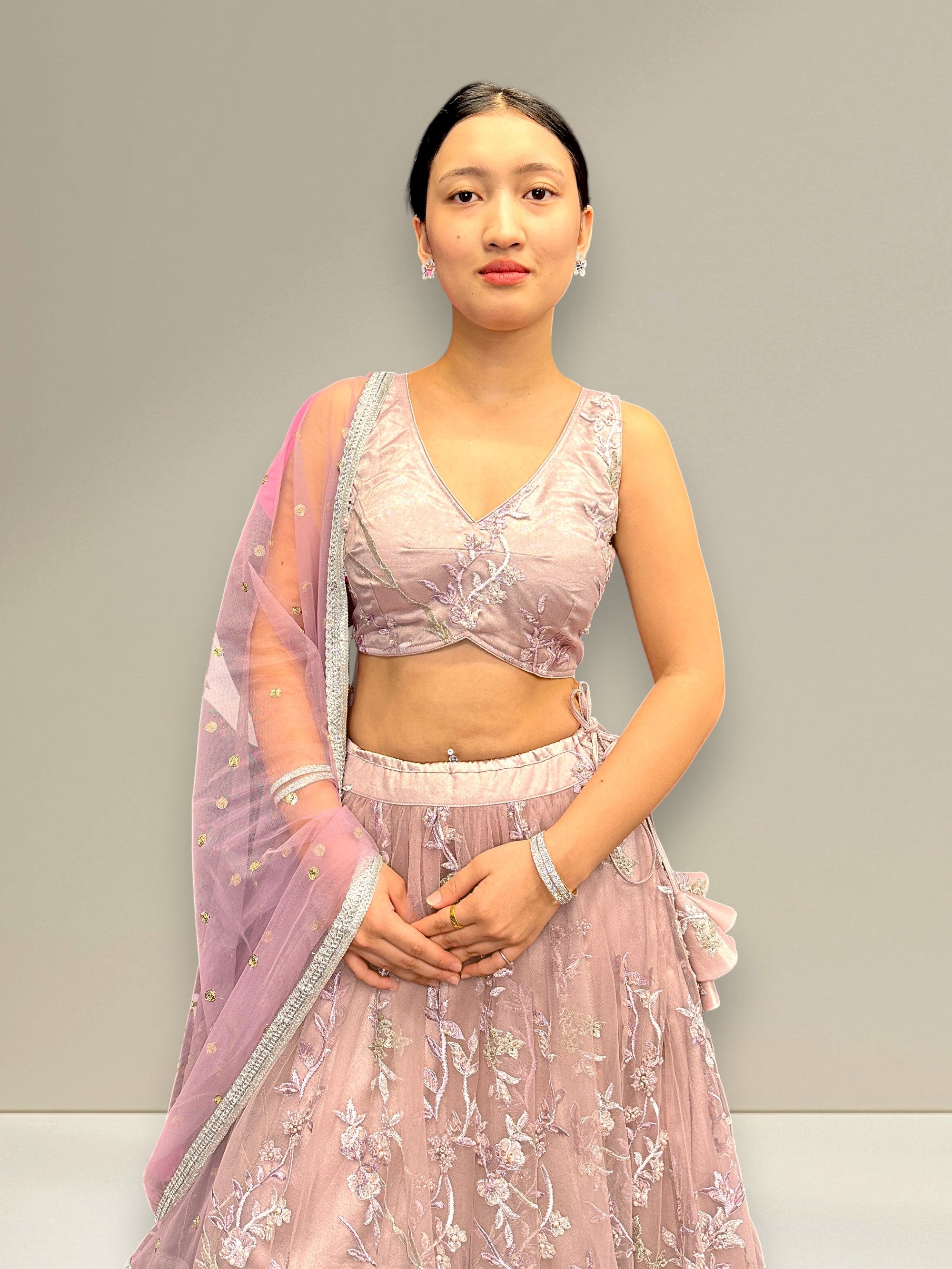 Hand Work Sleeveless Lehenga DP